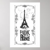 パリ フランス 白地に黒 ポスター (正面)