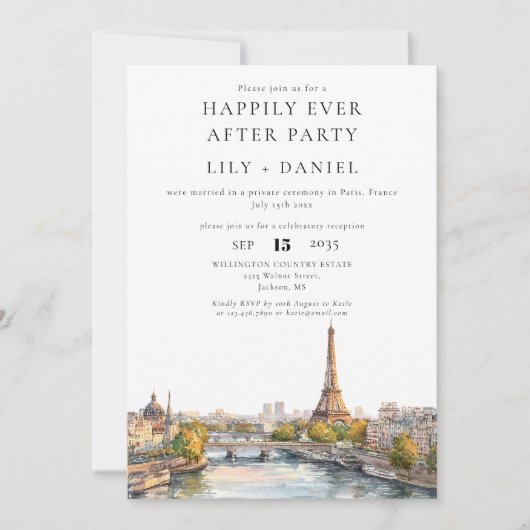 パリ フランス 結婚式 ハッピーエンド 招待状 (正面)