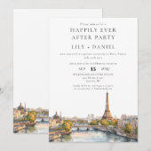 パリ フランス 結婚式 ハッピーエンド 招待状 (正面/裏面)