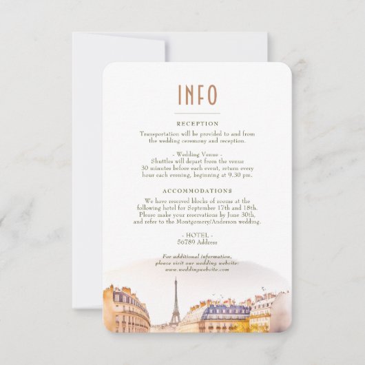 パリ フランス 結婚式 挿入情報詳細 招待状 (正面)