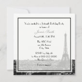 パリ フランス 風景 キス #1 白黒 スイート 16 招待状 (裏面)