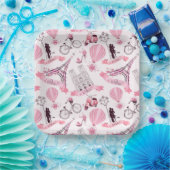 パリ フローラル ペーパープレート (パーティー)