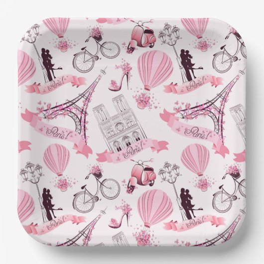 パリ フローラル ペーパープレート (正面)