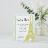 パリ ブルー ダマスク フラット 結婚式 お礼カード サンキューカード (スタンド正面)