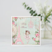 パリ プリンセス バレリーナ シャビー シック ベビー シャワー 招待状 (スタンド正面)