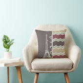 パリ、マルーン、ブラウン、タン、グリーンシェブロン クッション (椅子)