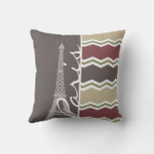 パリ、マルーン、ブラウン、タン、グリーンシェブロン クッション (裏面)