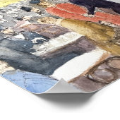 パリ、ラベルエポック、水彩街並み ポスター (角)