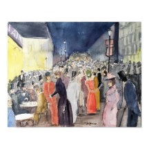 パリ、ラベルエポック、水彩街並み