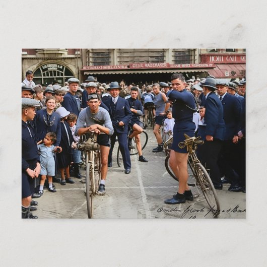 パリ・ルーベ自転車レース 1900年 色彩の再現 ポストカード (正面)