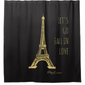 パリ|ロマンチックなエッフェル塔は恋に落ちます シャワーカーテン (正面)