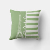 パリ；ローレルグリーン横ストライプ線 クッション (裏面)