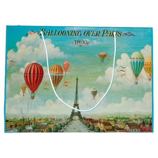 パリ/ヴィンテージのポスター上のPixDezinesバルーン ラージペーパーバッグ (裏面)