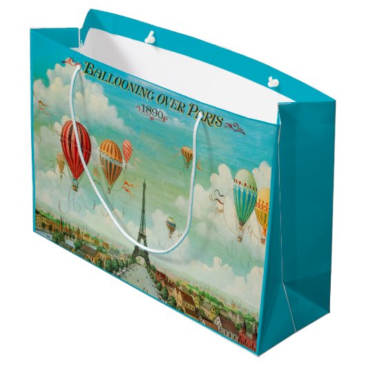 パリ/ヴィンテージのポスター上のPixDezinesバルーン ラージペーパーバッグ (裏面アングル)
