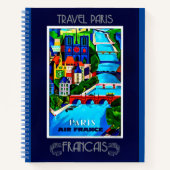 パリ，ヴィンテージ旅行ポスター，カラフル ノートブック (正面)