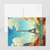 パリ ヴィンテージ トラベル ポスター ポストカード (正面/裏面)