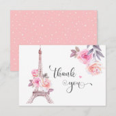 パリ 感謝カード、エッフェル塔の花  サンキューカード (正面/裏面)