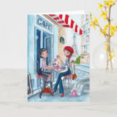 パリ-挨拶状の茶 カード (黄色い花)