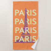 パリ、旅行アート、レトロ旅行アート ビーチタオル (正面)