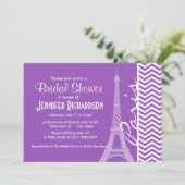 パリ;深い薄紫シェブロンストライプ 招待状 (スタンド正面)