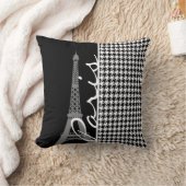 パリ、白黒千鳥格子の クッション (ブランケット)