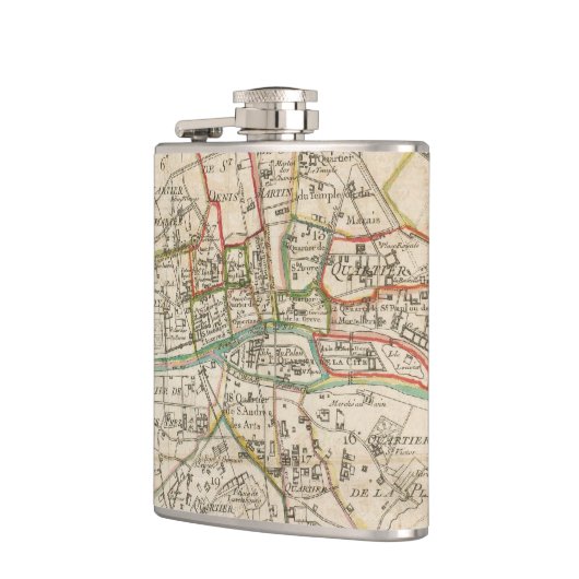 パリ(1678年)のヴィンテージの地図 フラスク (左)