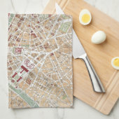 パリ(1892年)のヴィンテージの地図 キッチンタオル (四つ折り)
