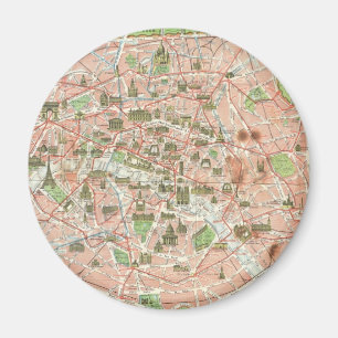 パリ(1920年)のヴィンテージの地図 マグネット
