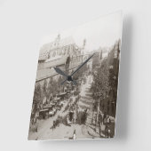 パリ: Les Halles、C1900 スクエア壁時計 (傾斜)