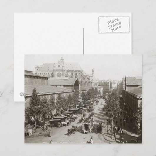 パリ： Les Halles, C1900 ポストカード (正面/裏面)