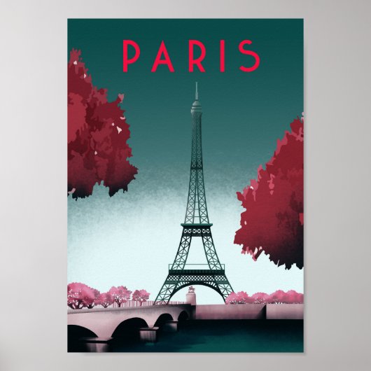 パリ | Vintage Travelポスター |強化マットPap ポスター (正面)