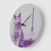 パリChartreux猫 ラージ壁時計 (傾斜)