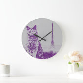 パリChartreux猫 ラージ壁時計 (ホーム)