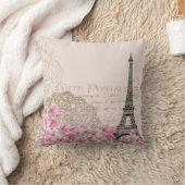 パリEiffelturmフランスのフランスのなヴィンテージの短命なもの クッション (ブランケット)