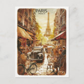 パリevenin Tour Effielヴィンテージ古い通りギフト ポストカード (正面)