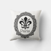 パリFleur Di Lis Frenchの黒く及び白い枕 クッション (裏面)