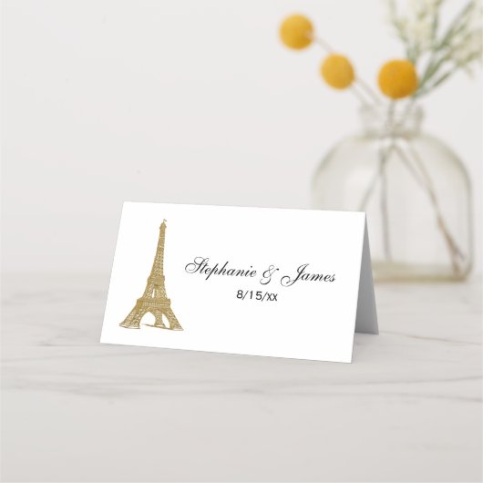 パリFrance Skyline #2金ゴールドエスコートフェイクカード プレイスカード (正面)