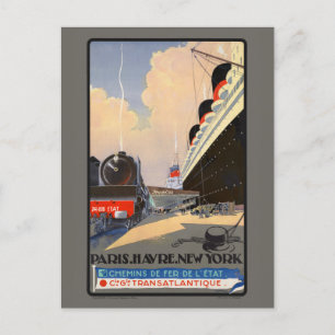 パリHavre New York France Vintage Poster 1930 ポストカード