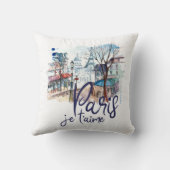 パリJeのt'aimeの水彩画の書道のフランスの芸術 クッション (裏面)
