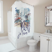 パリJeのt'aimeの水彩画の書道のフランスの芸術 シャワーカーテン (インサイチュ)