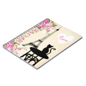 パリJe T'aime猫およびエッフェル塔のノート ノートブック (左側)