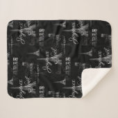 パリJoyeux Noelのクリスマスの黒のSherpa毛布 シェルパブランケット (正面(横))