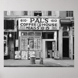 パルのコーヒーハウス、1939年。ヴィンテージ写真 ポスター