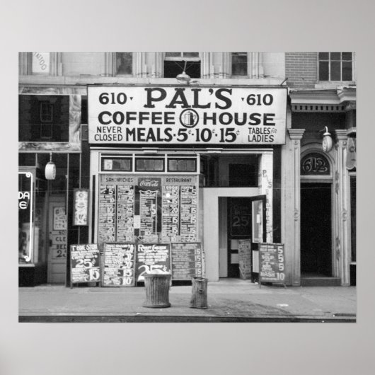 パルのコーヒーハウス、1939年。ヴィンテージ写真 ポスター (正面)