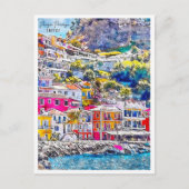 パルガプレヴェーザギリシャのヴィンテージ旅行水の色 ポストカード (正面)