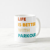 パルクールが好きな人向けの面白いデザイン コーヒーマグカップ (正面右)