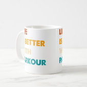 パルクールが好きな人向けの面白いデザイン コーヒーマグカップ (正面左)