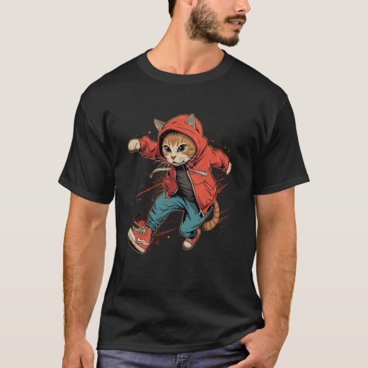 パルクールをするトレースキャット Tシャツ (正面)