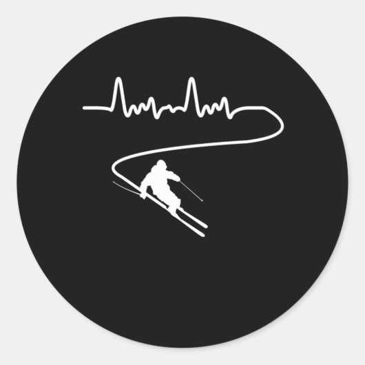 パルスレートスキー冬カッコいいスポーツのギフト ラウンドシール (正面)