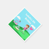 パルティーチビ(小さくかわいく書いた感じ)ガール誕生日ゴルフパーティー スタンダードカクテルナプキン (角)